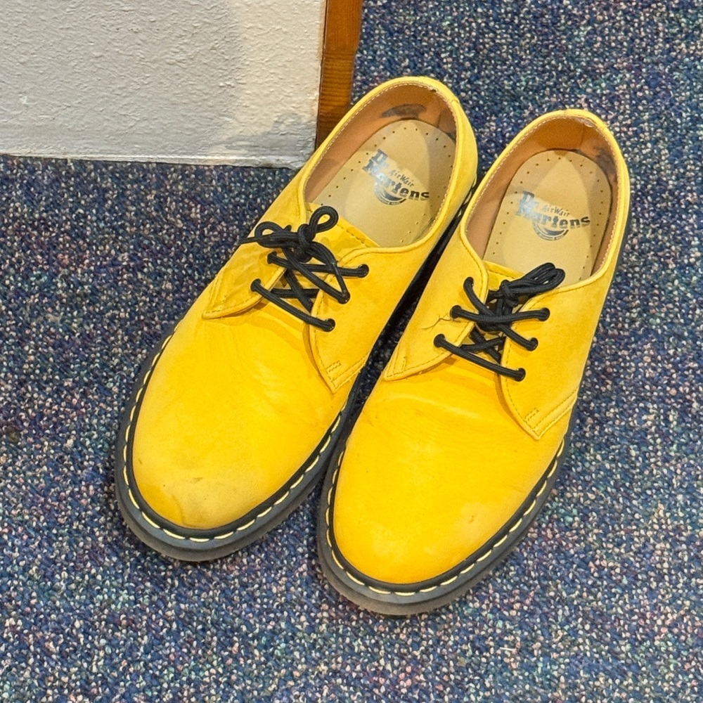 Dr. Martens Yellow Oxfords with Black Laces